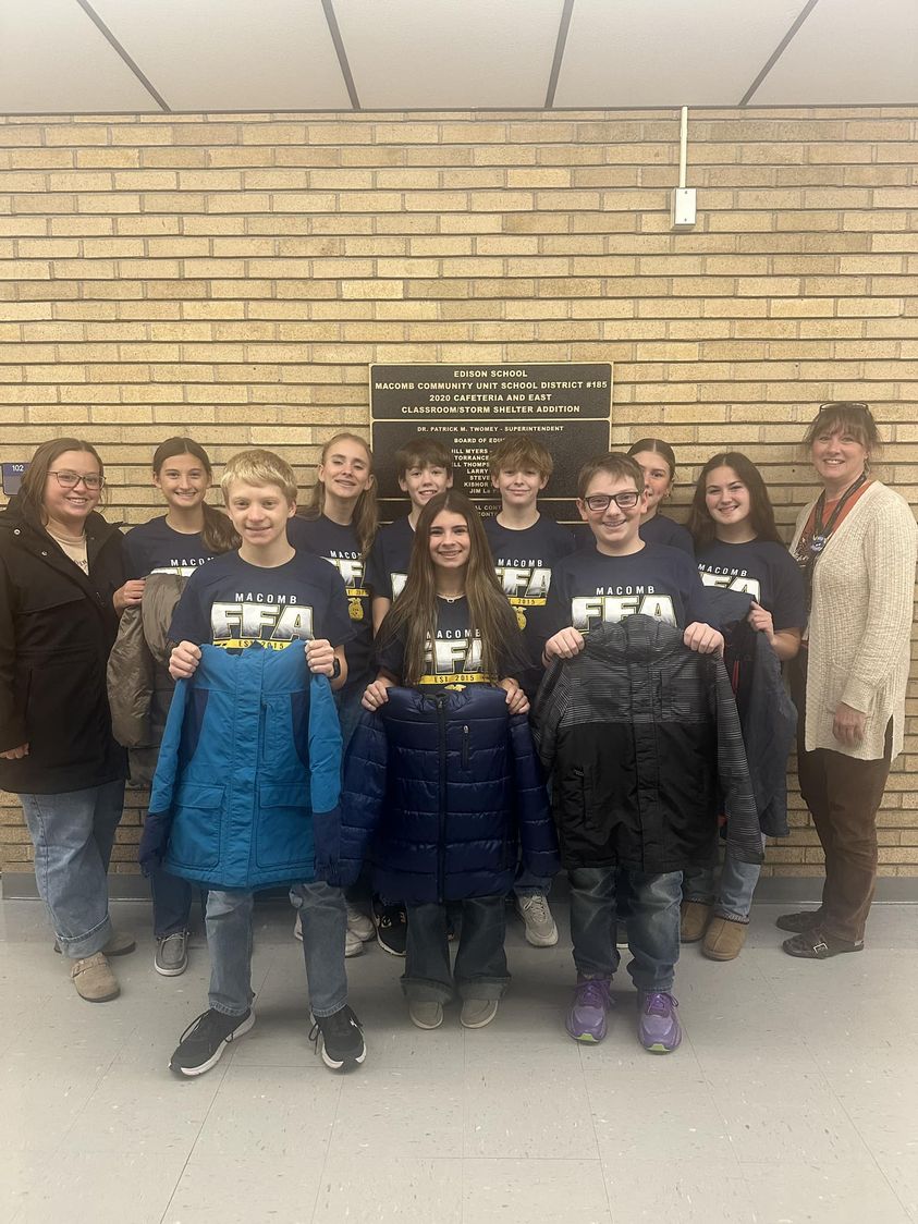 Shout out to the MMS FFA!!! They did a coat drive, and donated coats to Edison. Thank you so much!! We appreciate it!! #…