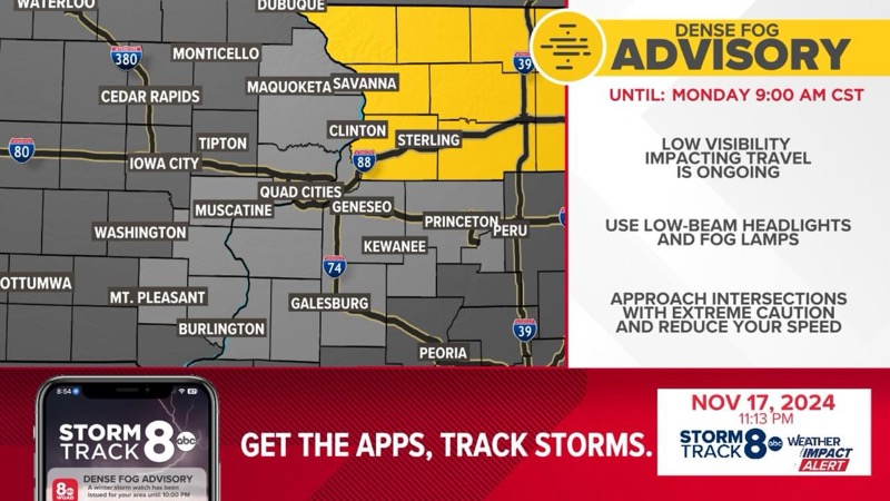 Dense Fog Advisory Issued for Parts of the Area Overnight