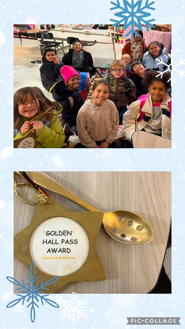 Mrs. O’Brien’s class received the GOLDEN HALL PASS AWARD and the Golden Spoon Award for exceptional behavior last week!!…