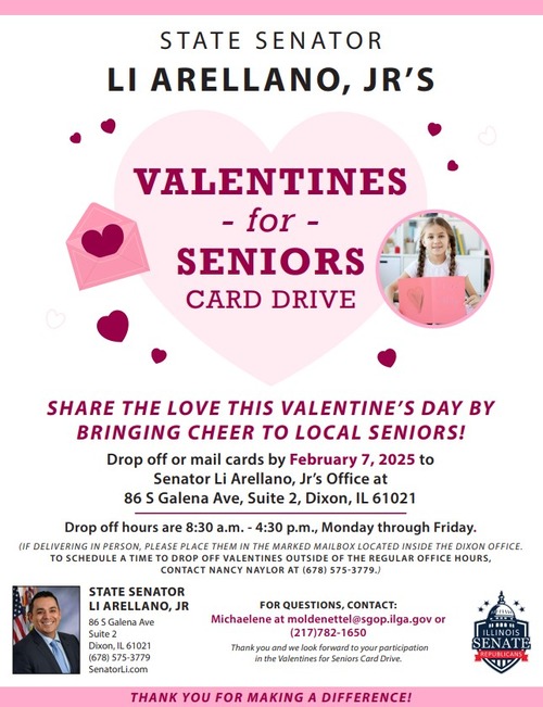 Senator Li Arellano Jr. “Valentines for Seniors” Card Drive through February 7th