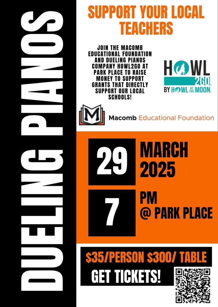 Tables are almost full for dueling pianos! Sign up today! #supportyourteachers