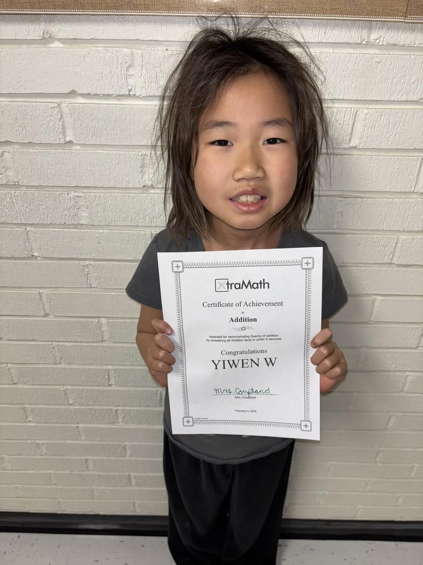 Yiwen has mastered her addition facts in the Xtra Math program! #MAC185