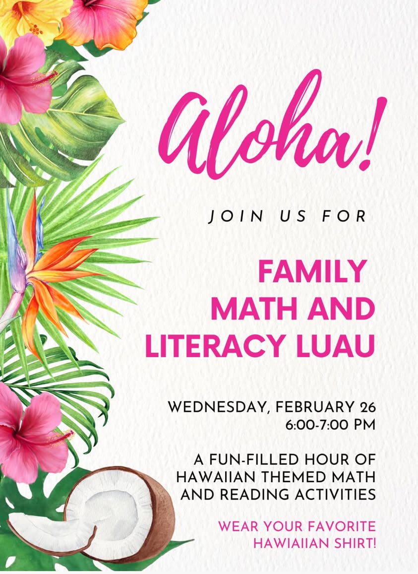 Aloha, Edison Family! Please come join in on all the fun!! Please share!  #reading #mathiscool  #MAC185 #edison