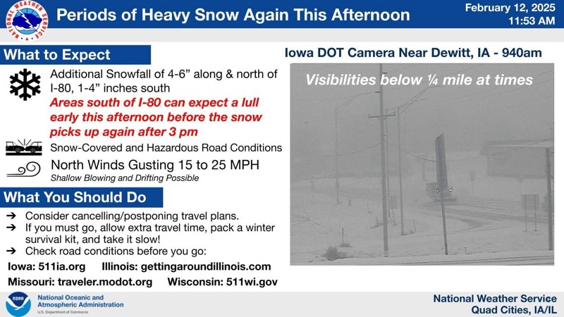 Snowfall Impacting Roads and Visibility Wednesday Afternoon and Evening