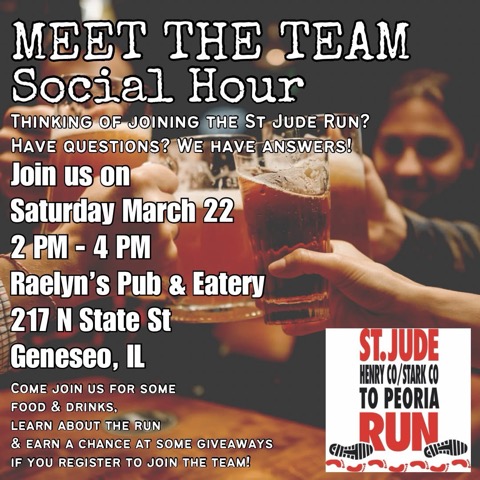 Meet the St. Jude Henry and Stark Counties Team at Raelyns Pub in Geneseo on March 22