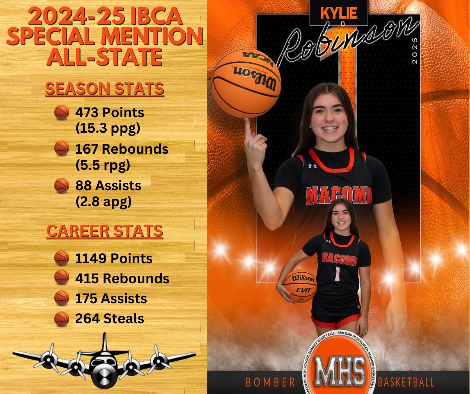 HUGE CONGRATULATIONS to Kylie Robinson, named to the 2024-25 Illinois Basketball Coaches Association Special Mention All…