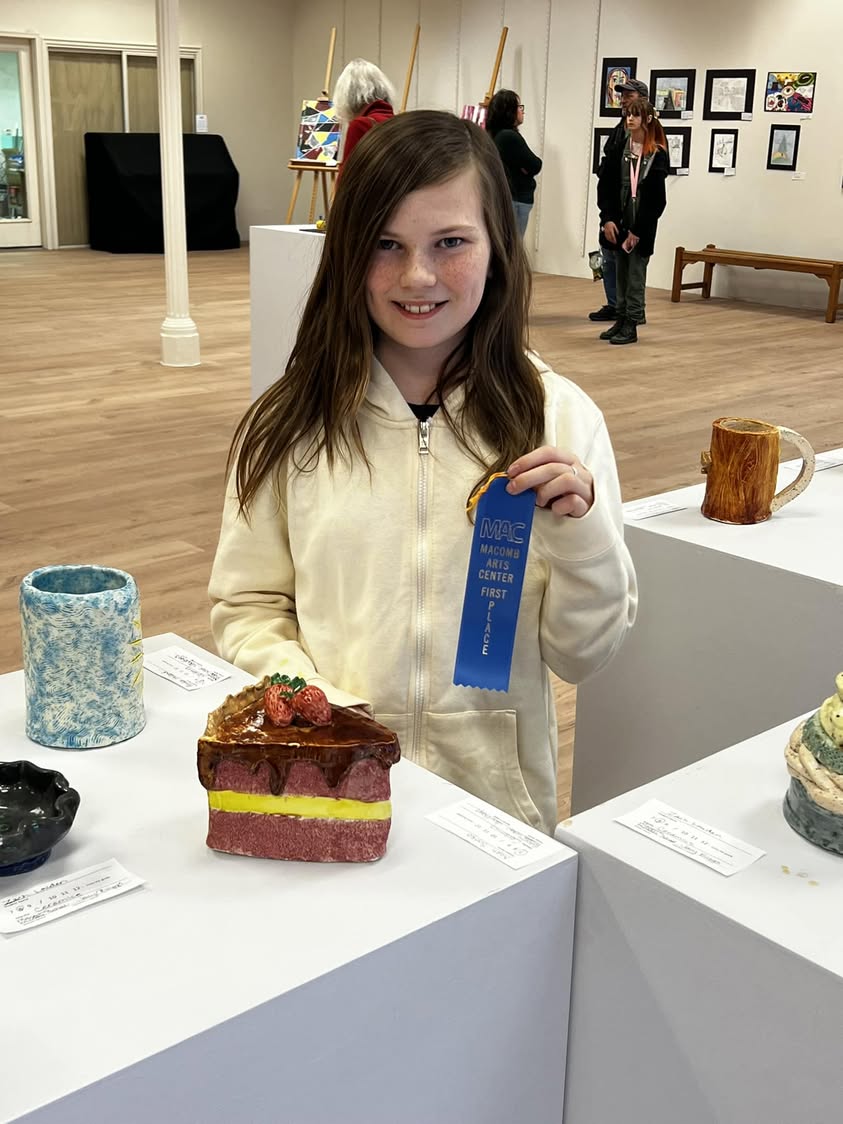 Noah Sistko won first place for the middle school division in the MAC Art Show. #MAC185