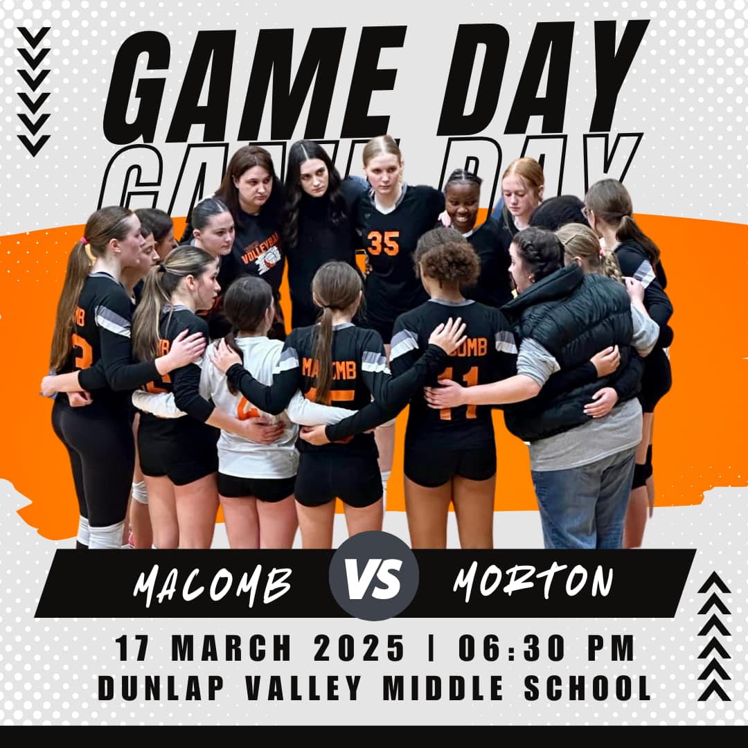 Good luck to the 8th Grade Macomb Bomber Volleyball Team!!!The Bombers face off against the Morton Potters tonight for t…
