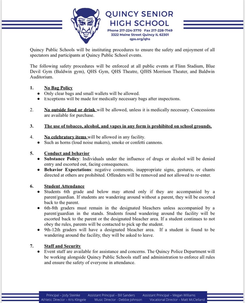 Bomber Track and Field: we will be at Flinn Stadium on April5. Please be aware of this policy. #OnceABomberAlwaysABomber