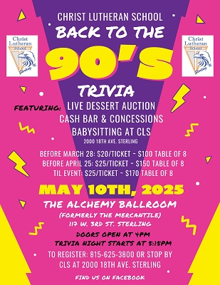 Christ Lutheran School Hosts Back to the 90s Trivia Night