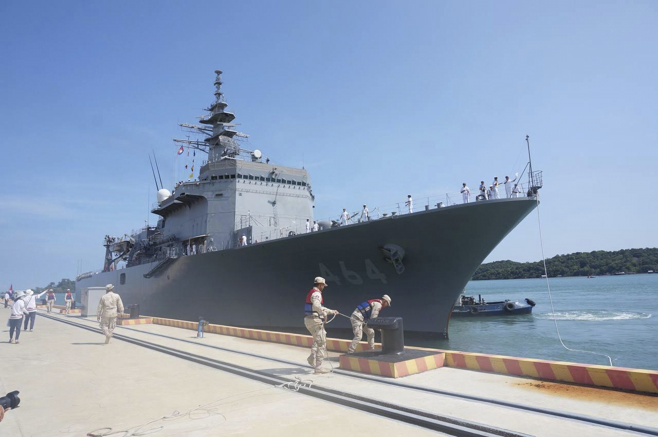 Cambodia welcomes Japanese navy ships to naval base that US suspects is for China’s special use