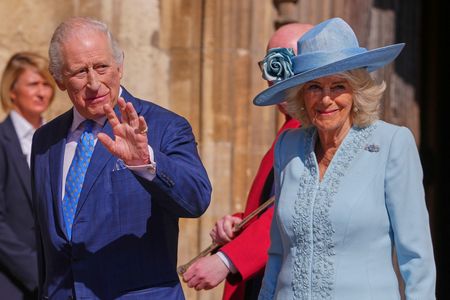 King Charles and Queen Camilla greet crowds after Easter service