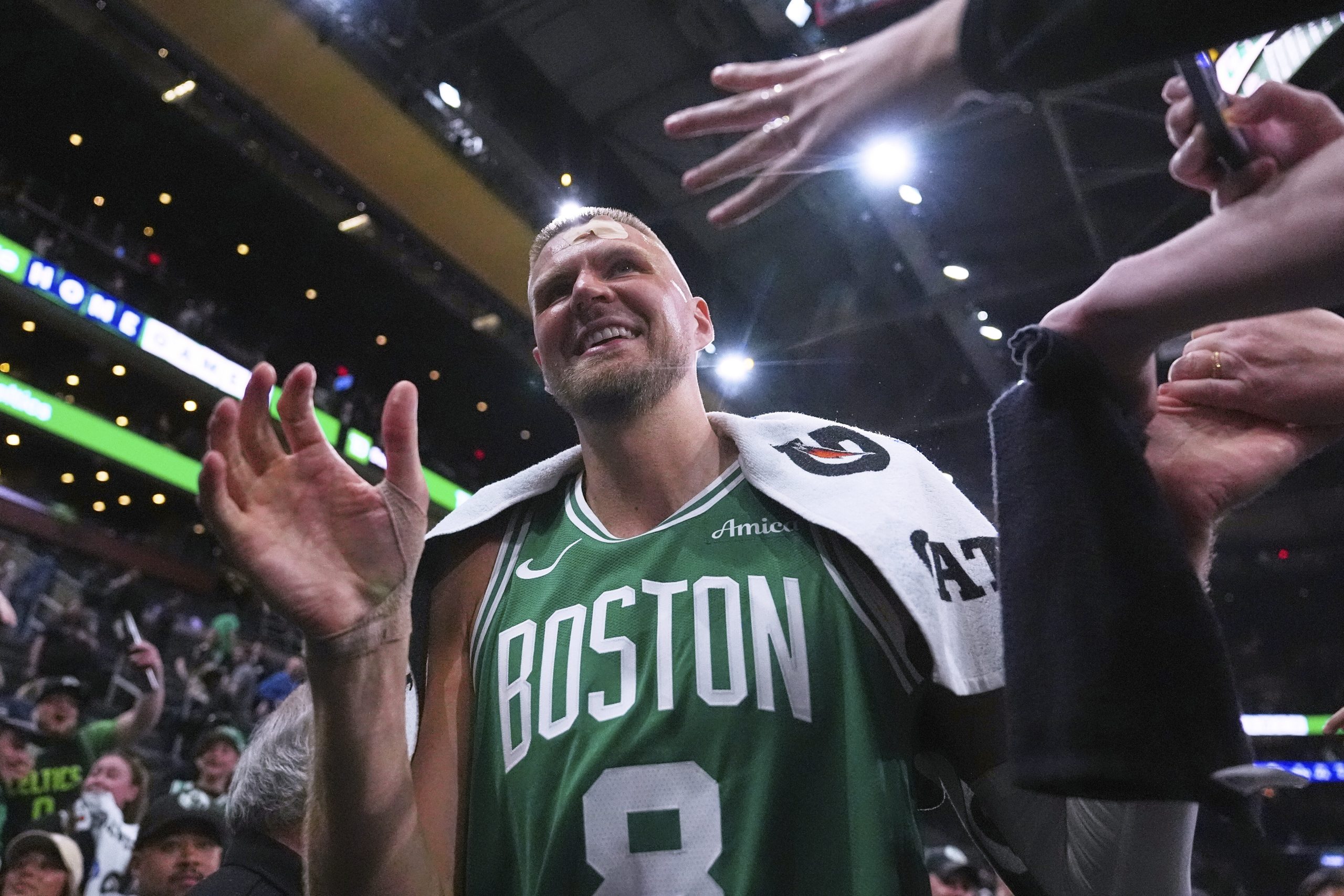 Celtics’ Kristaps Porzingis elbowed in forehead, gushes blood, returns to finish win over Magic