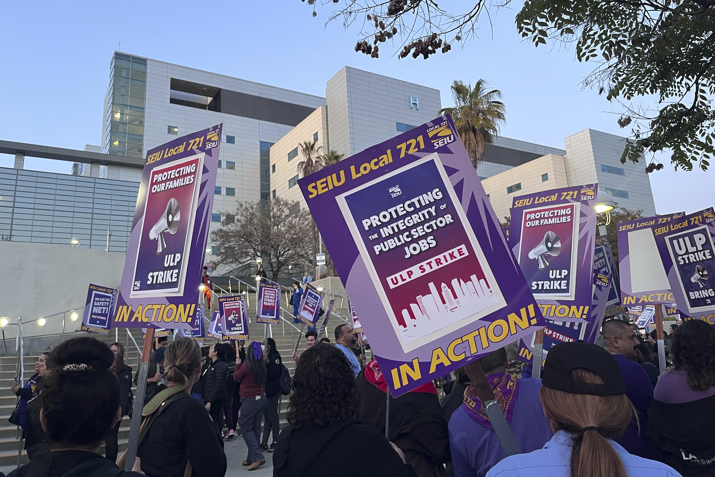 More than 50,000 Los Angeles County workers take to picket lines for 2-day strike