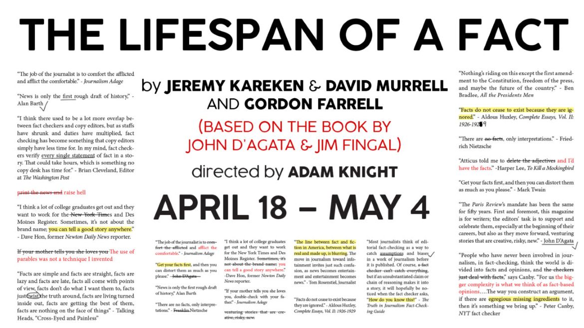 “The Lifespan of a Fact,” April 18 through May 4
