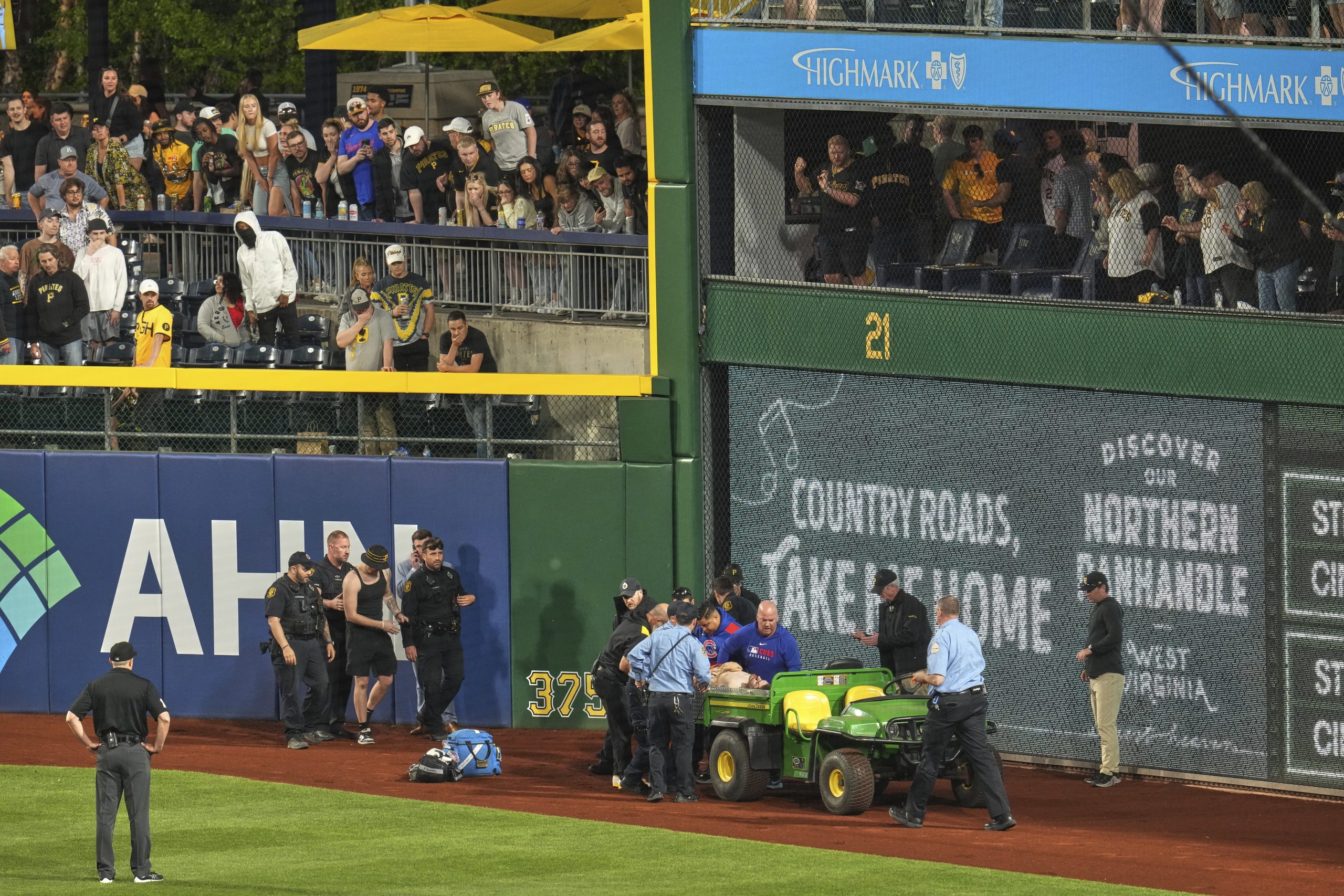 The 20-year-old man who fell to the warning track at a Pirates game is awake