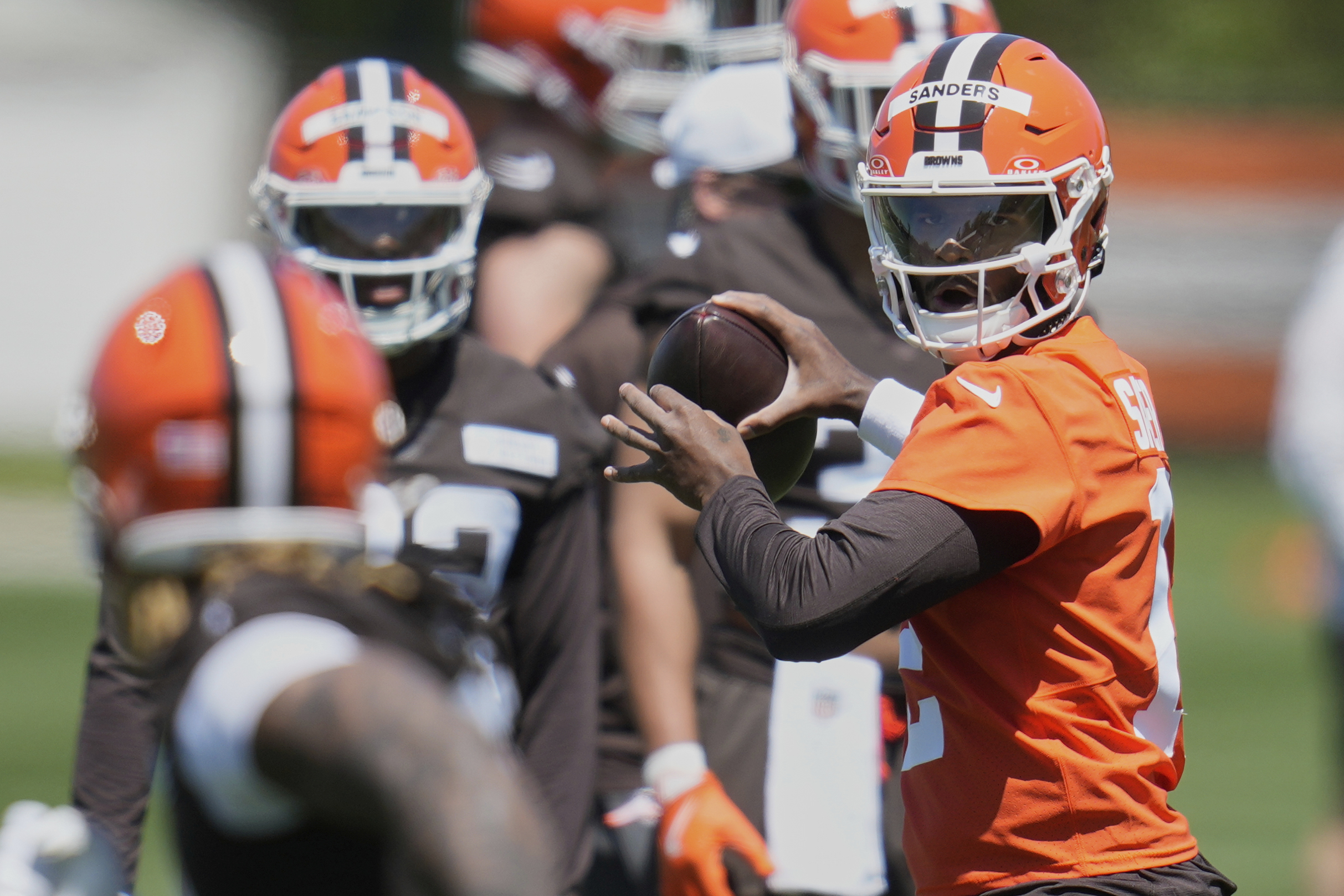 Shedeur Sanders takes the field for the first time as the Browns begin their rookie minicamp