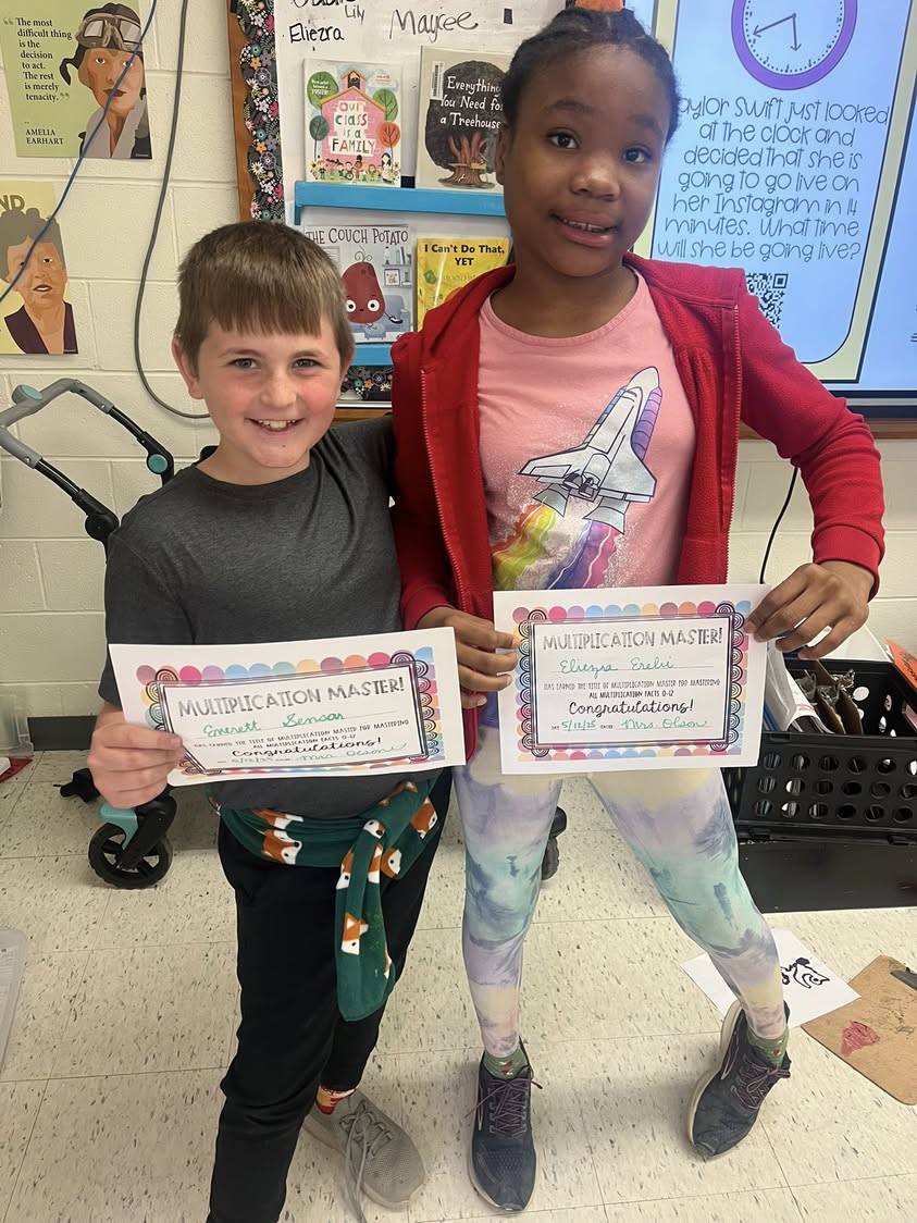 Mrs. Olson’s students, Eliezra, Everett, and Nova are multiplication masters! They have mastered all of their multiplica…
