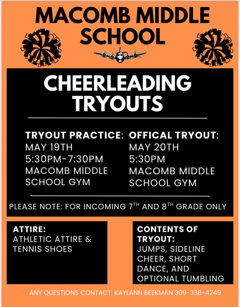 7-8 Grade Cheer tryout information! #OnceABomberAlwaysABomber