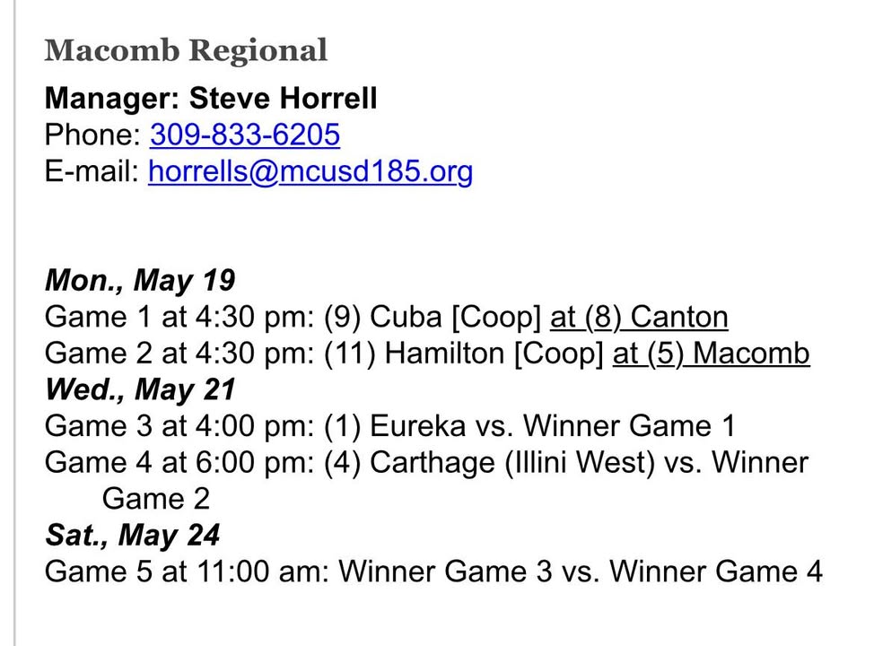 Bomber Baseball IHSA Regional schedule. #OnceABomberAlwaysABomber