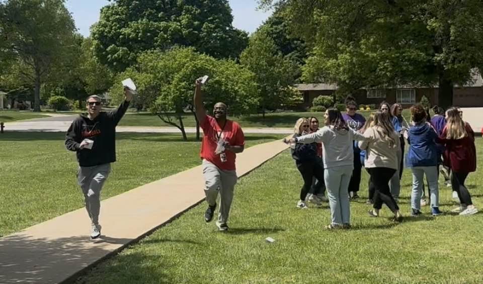 Mr. Horrell and Mr. Franklin were first place winners of the PTO game. #edison #thankyoupto #Mac185