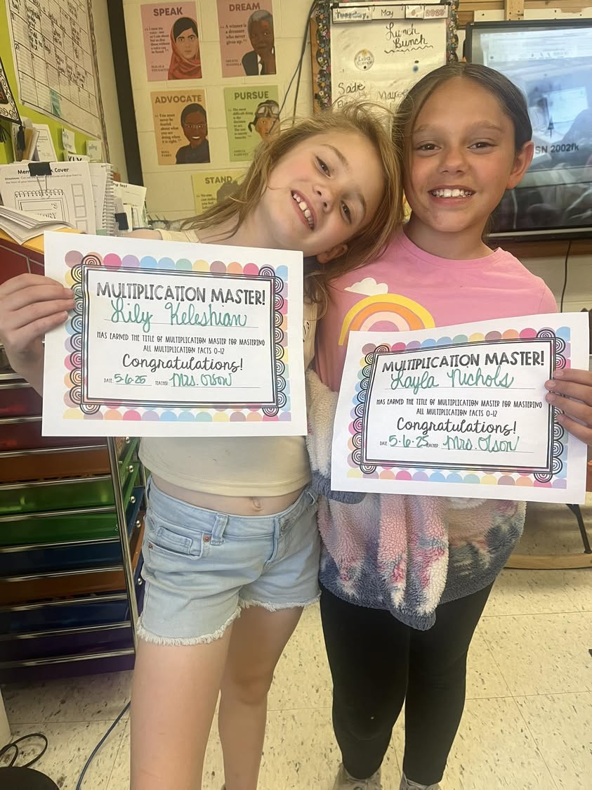 Mrs. Olson’s students, Lily and Layla are multiplication masters! They have mastered all of their multiplication facts t…