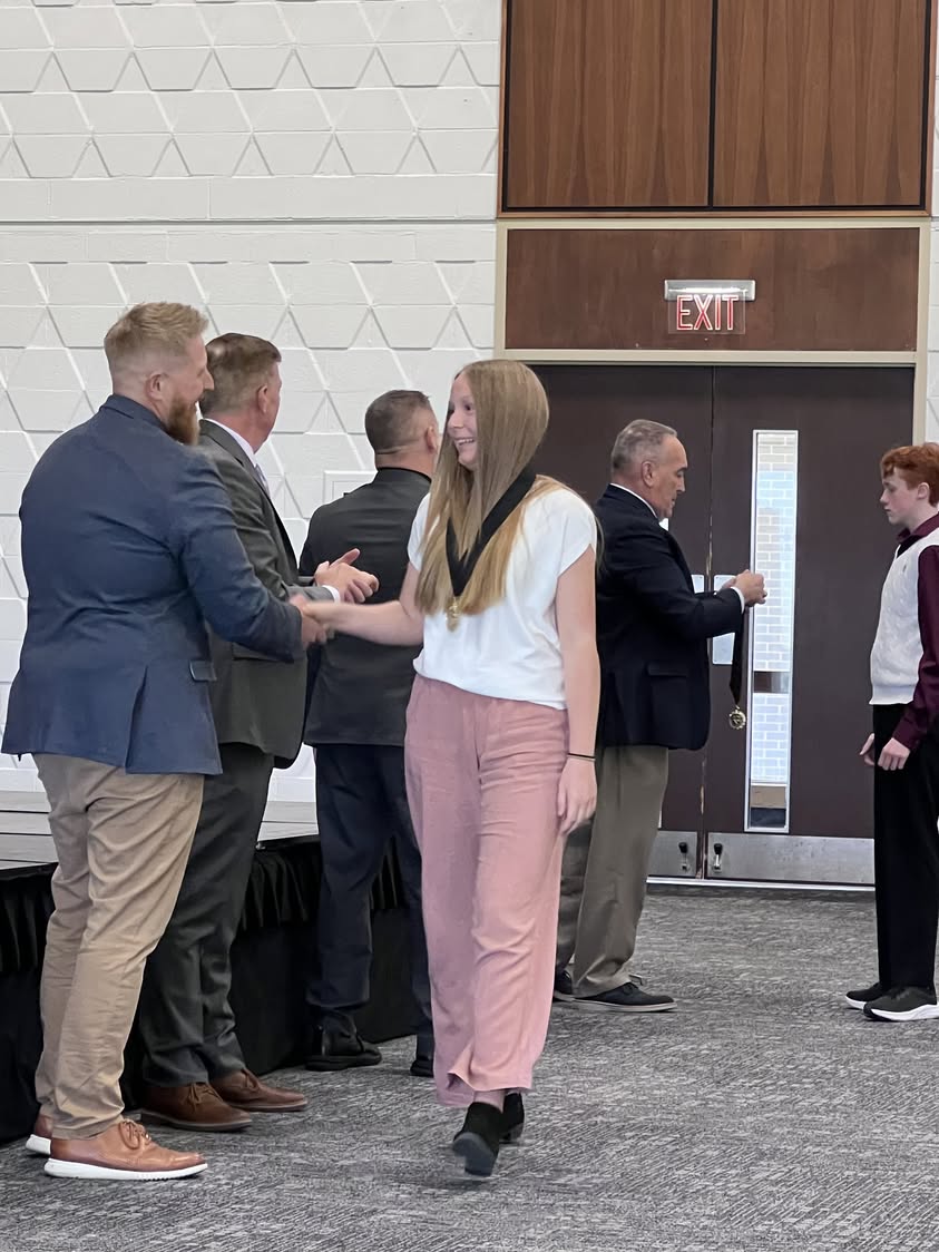 Two Macomb Middle School 8th grade students, Anna Crosby and Kai Adkins-Covert, were honored at todays IPA Breakfast. A…