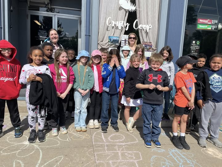 Mrs. Baxter’s class walked over to their adopt a classroom, The Crafty Coop. They enjoyed seeing the shop and painting a…