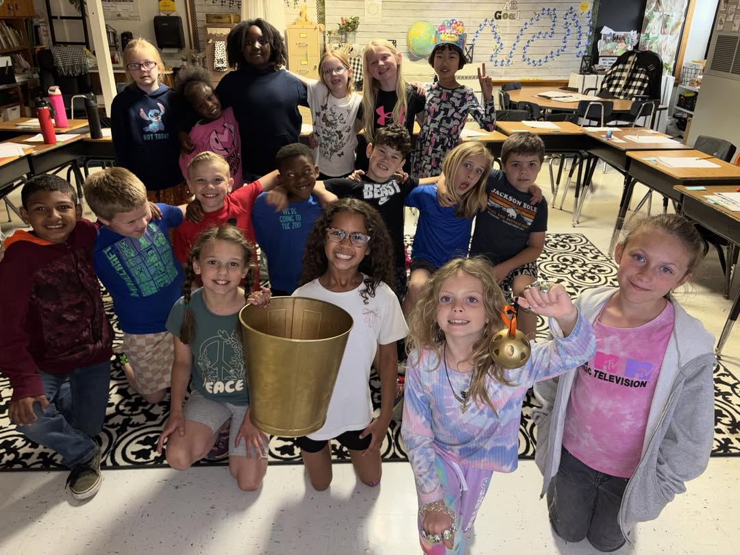 Mrs. Coupland’s class is proud to have earned the Golden Trash Can for having a clean classroom and the Golden Wiffle Ba…