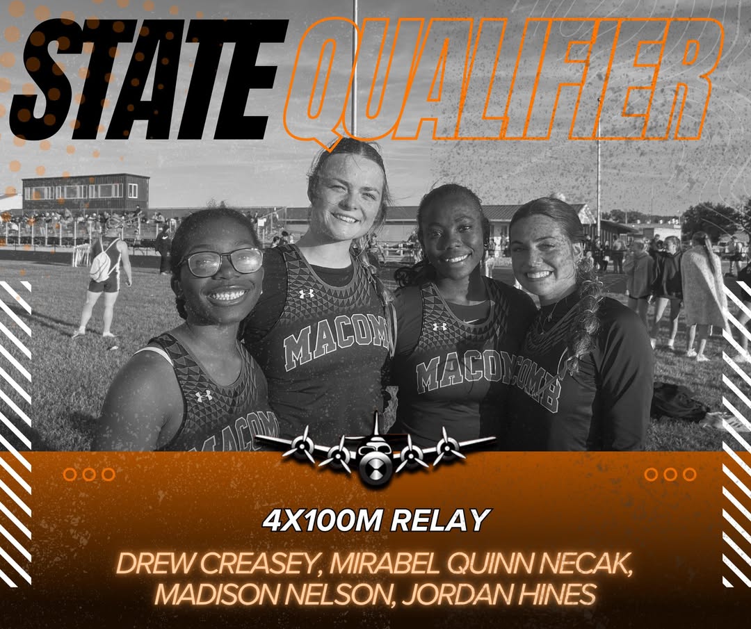 Bomber Girls T&F update: 4×100 relay finishes 17th. 49.92 #OnceABomberAlwaysABomber