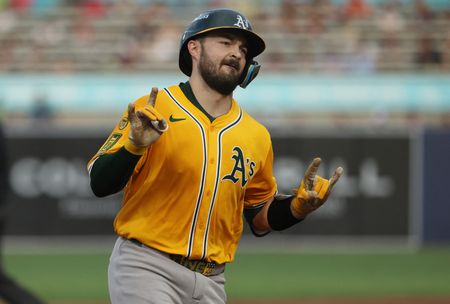 Athletics C Shea Langeliers (oblique) homers in return from IL