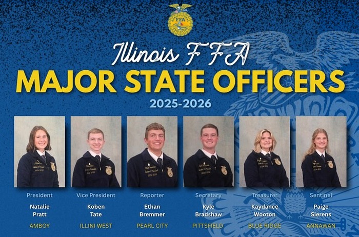 Illinois FFA Announces 2025-2026 Officer Team Highlighting Annawan FFA Success