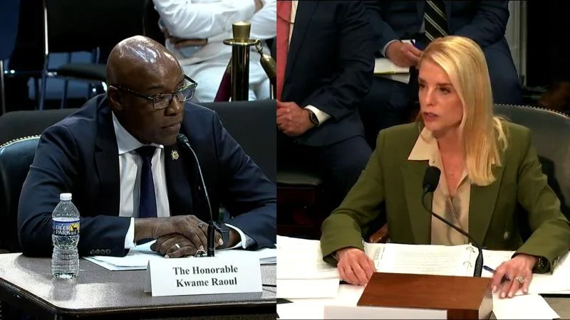 WATCH: IL AG Raoul criticizes Trump admin as Bondi defends record