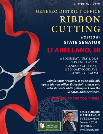 Senator Arellano Jr. Opens Geneseo Office with Ribbon-Cutting and Town Hall Event on July 2, 2025