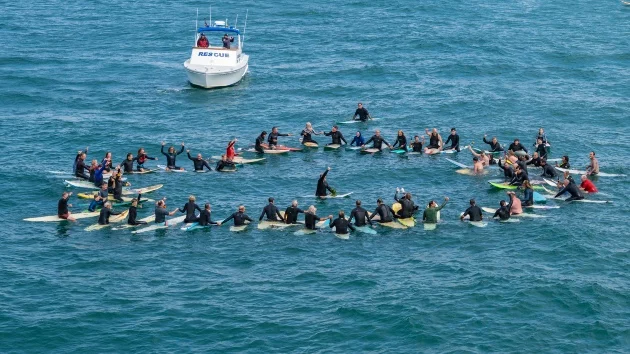 Surfers honor The Beach Boys Brian Wilson with a paddle-out in California
