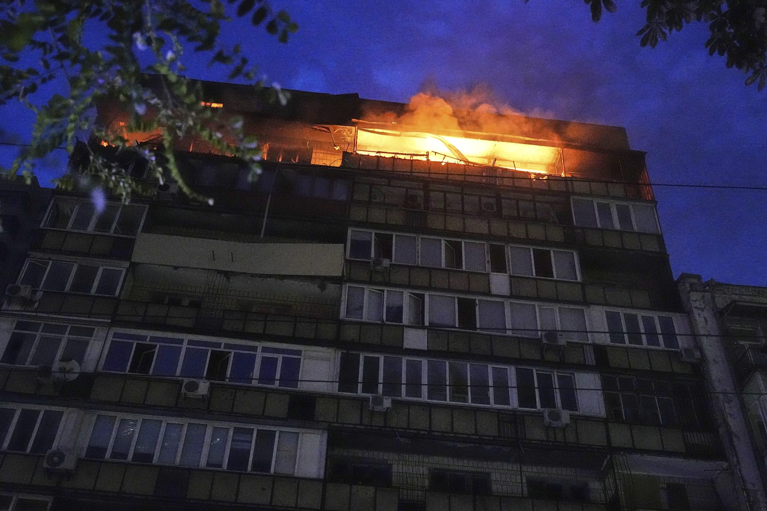 Russia hits Kyiv with more missiles and drones, causing fires and injuring at least 10