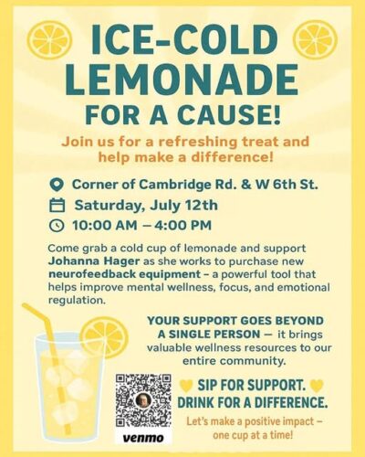 Community Lemonade Stand Fundraiser on July 12th to Support Mental Health with Neurofeedback Therapy in Kewanee