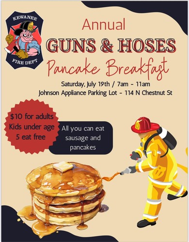 Kewanee Gears Up for Prairie Chicken Arts Festival and Guns & Hoses Pancake Breakfast on July 19, 2025
