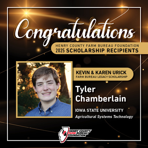 Celebrating Tyler Chamberlain as Recipient of the Urick Farm Bureau Legacy Scholarship