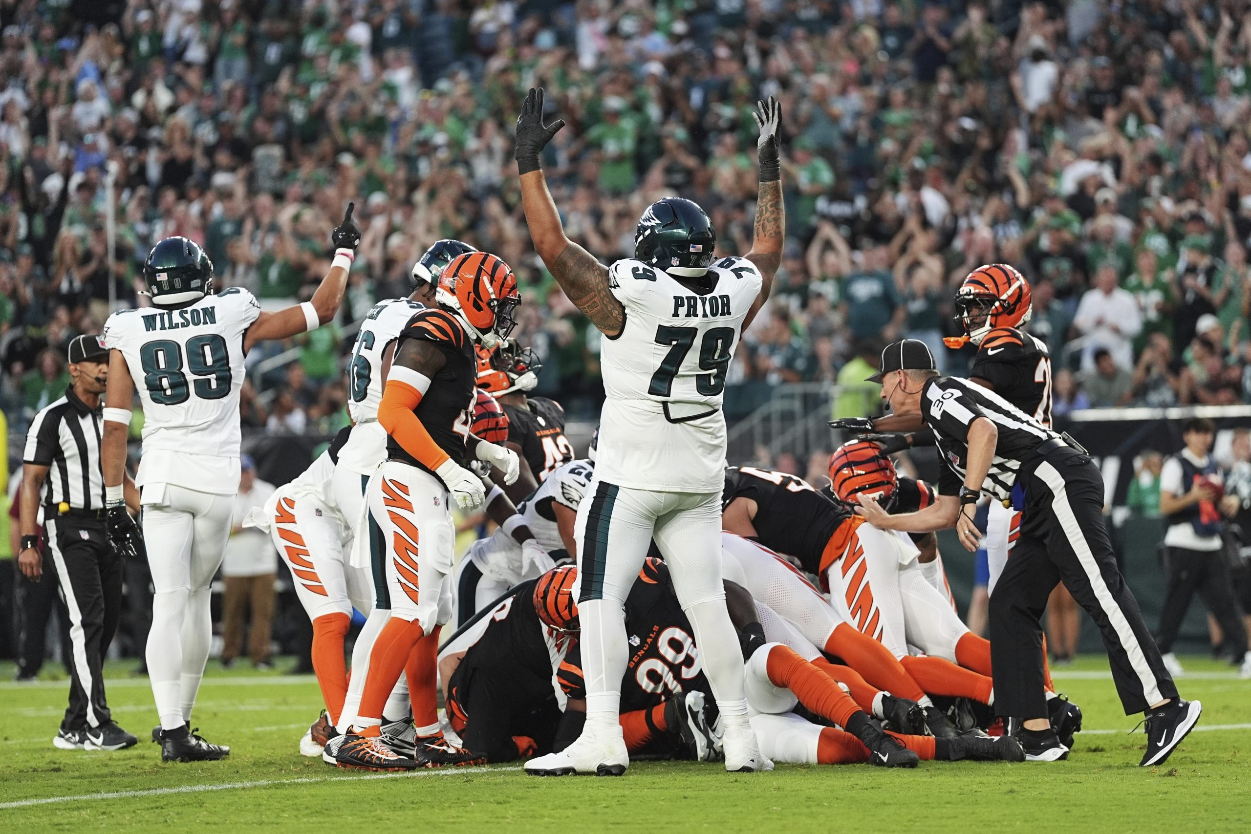 Push on! Eagles use tush push on opening drive after short-yardage play nearly banned in NFL