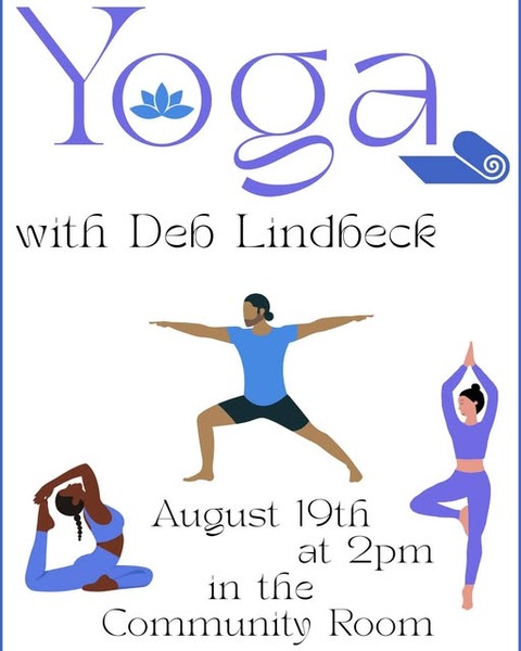 Join a Community Yoga Session with Deb Lindbeck on August 19, 2025, at The Kewanee Public Library