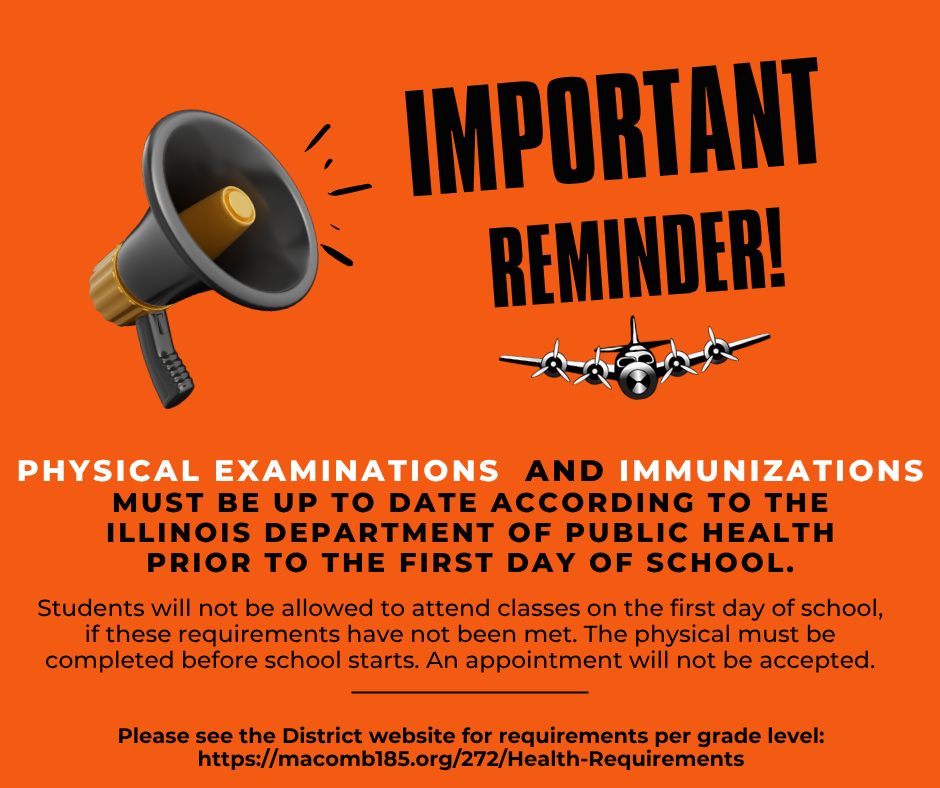 REMINDER:  Physical Examinations and Immunizations must be up to date prior to the first day of school.𝐅𝐑𝐄𝐄 𝐩𝐡𝐲𝐬…