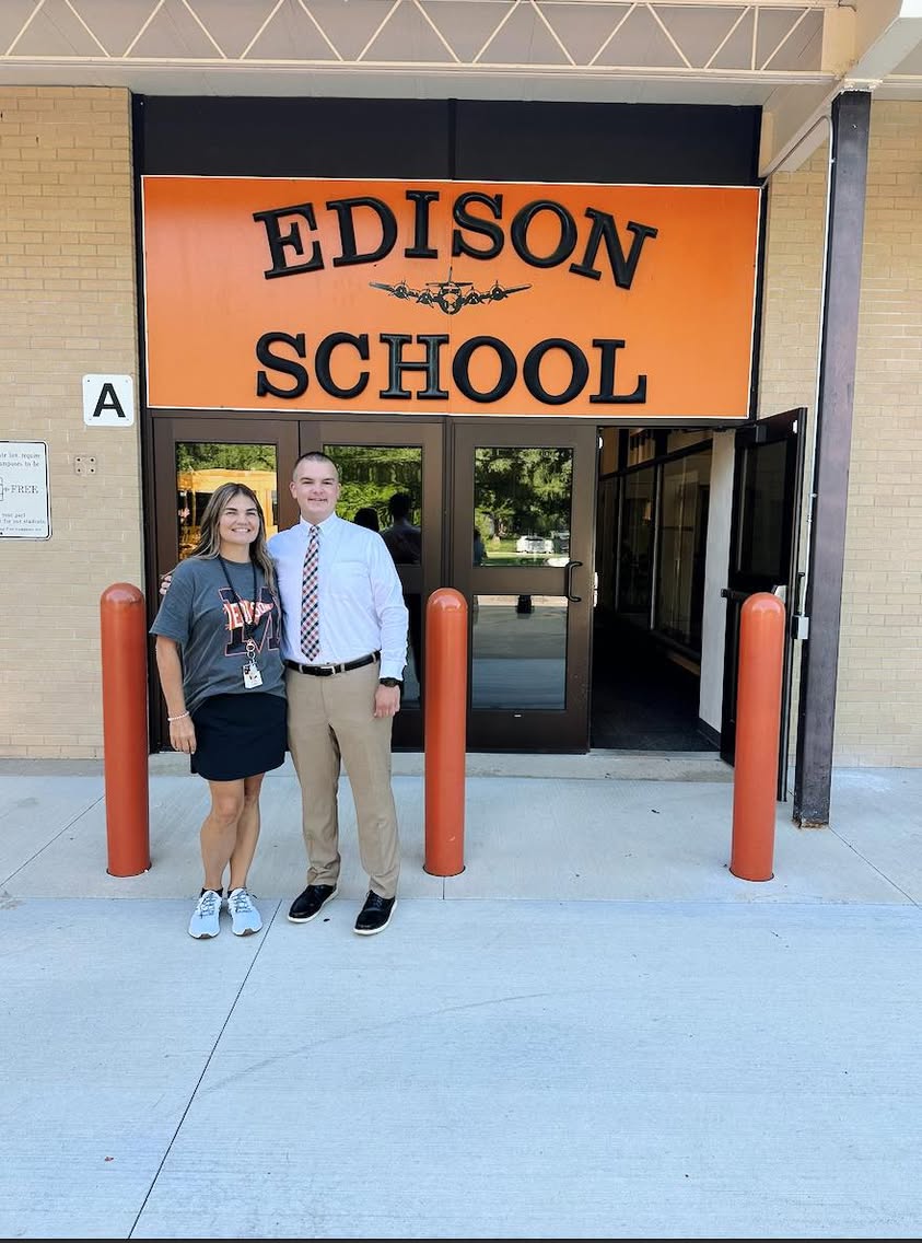 First day smiles with my 5th grade teacher, Mrs. Schultz, while welcoming kids back across the district. Thanks to Dr. T…