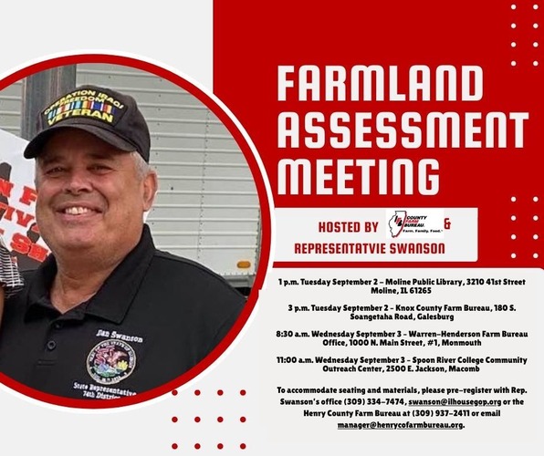 Free Farmland Tax and Assessment Seminars with Rep. Swanson and Farm Bureaus