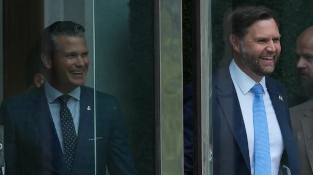 Protesters heckle Vance, Hegseth, Miller as they get photo op with DC National Guard