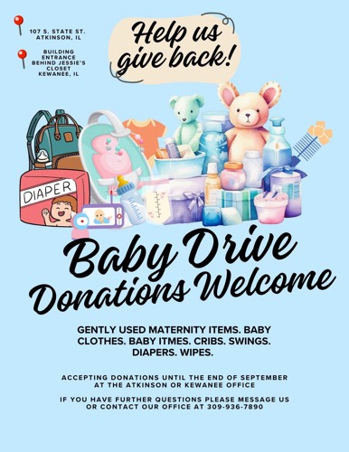 Support Families in Need with Diaper and Baby Item Drive in Kewanee and Atkinson