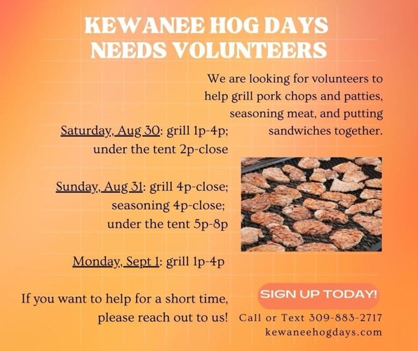 Volunteers Needed for Kewanee Hog Days Festival 2025
