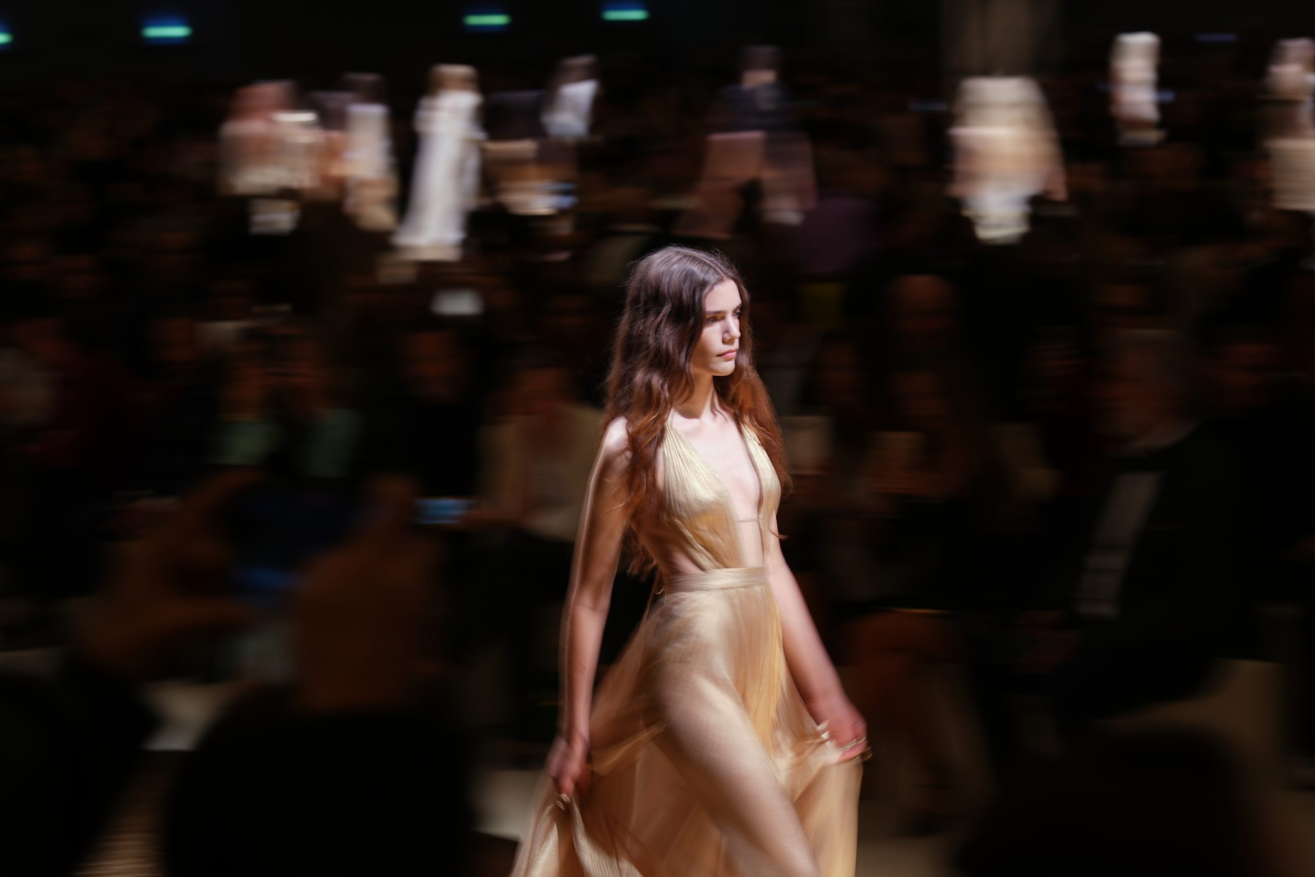 Cavalli’s fluid gold Milan collection channels regal Elizabeth Taylor and free-spirited Jane Birkin