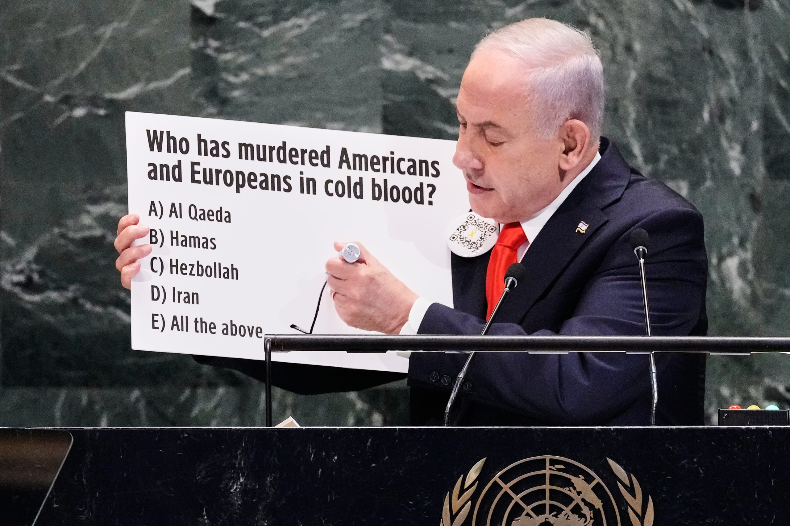 Always a showman, Netanyahu again turns to props and visual aids as he fends off critics at the UN