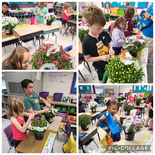 Mrs. Schisler’s class enjoyed the first visit from their Walmart friends for Adopt-a-Classroom! They made spooky mums, l…